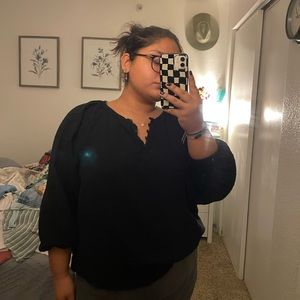 old navy linen black long sleeve top